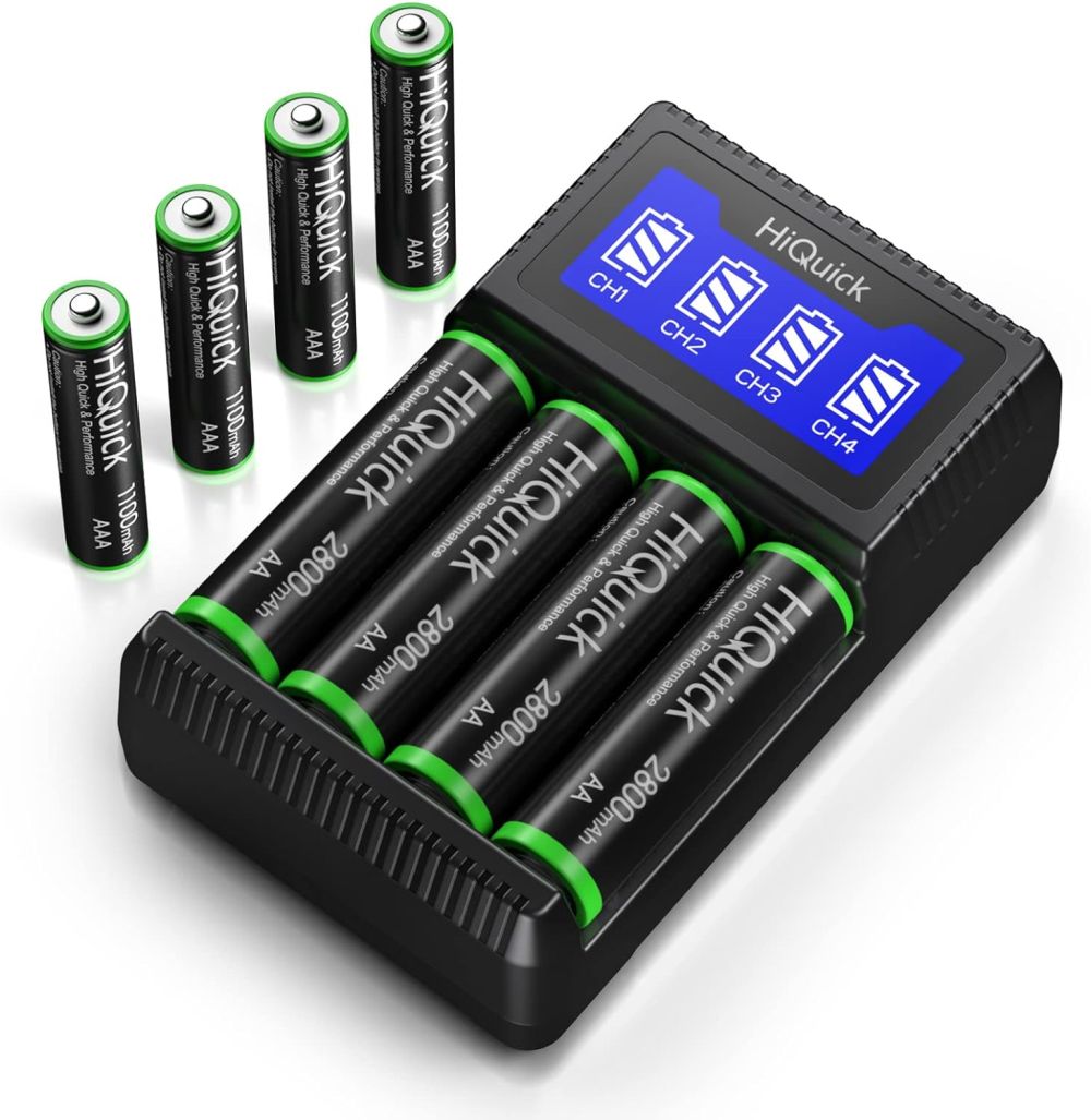 VMAXTANKS AAA-4 VMAX Hi Drain Rechargeable 4 AAA NiZn Batteries With Charger & Case